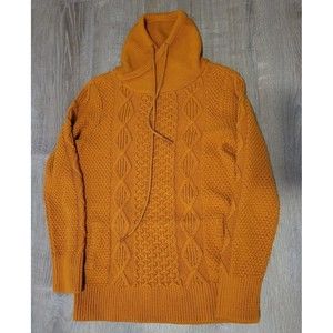 LL Bean Signature Small Women's Orange/Saddle Funnelneck Sweater 100% Cotton